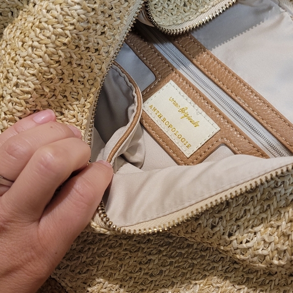 Anthropologie Woven Two Toned Moon Crossbody Purse - Picture 5 of 7